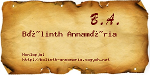 Bálinth Annamária névjegykártya