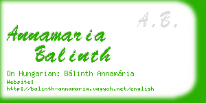 annamaria balinth business card